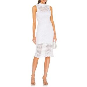 NEW 525 Sleeveless Crochet Midi Dress Bleach White Knit Beach Summer Cute Size M